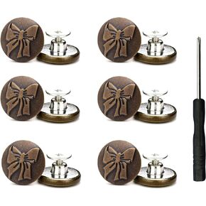 12 Sets Metal Button for Loose Jeans，17mm Replacement No-Sew Nailess Removable Jeans Buttons