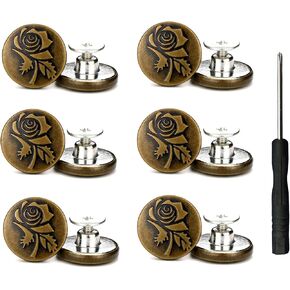 12 Sets Metal Button for Loose Jeans，17mm Replacement No-Sew Nailess Removable Jeans Buttons in Kuwait