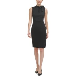 Calvin Klein Women's Sleeveless Seamed Sheath with Tie Neck