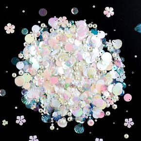 Mixed Clear White Sequins and Spangles Beads Craft Supplies, Crystal Iridescent Spangles and Pearl Beads, Variety Sequins Beads for Crafts, Sewing, DIY Art Crafts, Embroidery