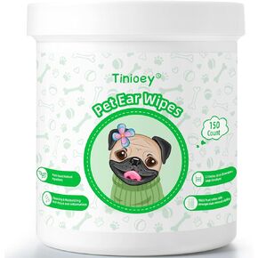 Dog Ear Wipes for Dogs (150 PCS-3.15in Wide) | Plant-Based Cat Dog Ear Cleaner Wipes Cleaning Solution to Remove Dirt and Ear Wax, Relieve Itching, Shaking Head & Inflammation