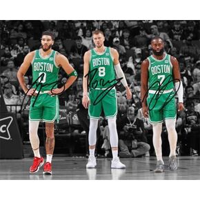 Ikonic Fotohaus Jayson Tatum Jaylen Brown Kristaps Porzingis Signed Photo Autograph Print Wall Art Home Decor