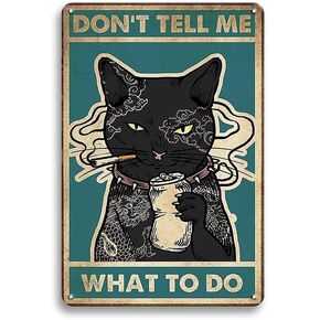 Funny Sign Vintage Tin Signs Cat Before Coffee I Hate Everyone Vintage Wall Decor Retro Art Tin Sign