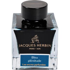Jacques Herbin - Ref 14716JT - Ink for Fountain Pens & Rollerball Pens - Bleu Plenitude - 50ml Bottle - Scented Ink