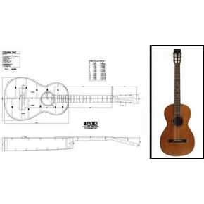 Plan of a vintage Martin-style Parlor (Parlour) Acoustic Guitar - Full Scale Print