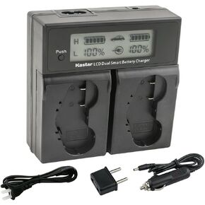 Kastar EN-EL4a AC LCD Dual Fast Charger Compatible with Nikon EN-EL4, EN-EL4a, EN-EL4e Battery, Nikon MH-21, MH-22 Charger, Nikon Grip MB-D10 D300 D300S D700 MB-40 (W/BL-3 Chamber)