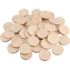 SENJEUN 100 Pack 2 Inch Round Wood Coins, Wood Cutout Circles Chips, Natural Wooden Coins Unfinished Small Blank Tokens Wood Discs for Arts Supplies, Hand Crafts, DIY Projects