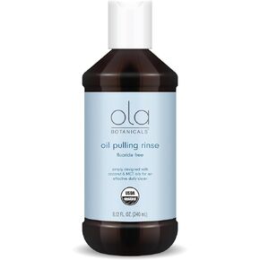 شطف زيت Ola Botanicals (8.12 أونصة سائلة)، عضوي معتمد من وزارة الزراعة الأمريكية، زيت جوز الهند، زيت MCT، لم يتم الإساءة إلى الحيوانات في تصنيعه، خالي من الفلورايد، خالي من الصويا، خالي من الغلوتين، غير معدل وراثيًا، دكتور ميركولا
