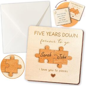 5 Year Anniversary Card Gift for Men - Happy 5th Anniversary Card Gifts for Him Her, 5th Year Anniversary Wood Gift, Fifth Wood Anniversary Card, 5 Year Marriage Anniversary Wedding Gift