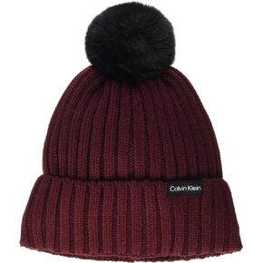 Calvin Klein Women's Warm Fleece Lined Faux Fur Pom Hat