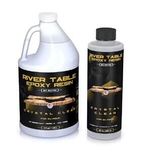 Epoxy Resin for River Table - 0.75 Gallon Kit - UV Resistant Crystal Clear Epoxy Resin Kit - 2:1 Ratio for Deep Pour, Deep Casting Resin, Live Edge River Table (0.5 Gallon + 0.25 Gallon)