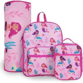 حقيبة ظهر Wildkin Day2Day، حقيبة صندوق الغداء مع حزمة حصيرة القيلولة (حوريات البحر الرائعة) in Kuwait