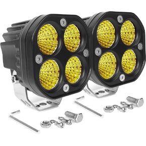 3 Inch Yellow Flood Beam Fog Driving Lamps 4x4 Offroad Work Lights Led Pod Lights Bumper Headlight for Offroader, Trucks, Car, ATV, SUV Fog Light (Pack of 2)…