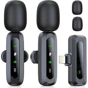 Wireless Lavalier Microphone for iPhone iPad, Utsund 2pcs Mini Microphone Plug-Play for Video Recording, Clip on Lapel Mics for Interview, Podcast, Tiktok, Vlog, YouTube