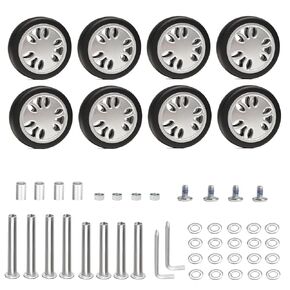 Suitcase Replacement Wheels Kit 8 PC 2in/50mm TPU Rubber Caster Mute Smooth for Worn Out Luggage Spinner Dual Wheels Trolley Roller Repair