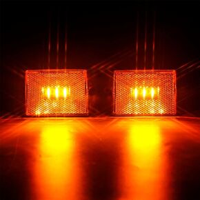 LINKITOM 2pc Amber LED Side Marker Light Clearance Light w/Integrated Reflectorfor for Utility Boat Trailers Truck RV [DOT Certified] [IP67]
