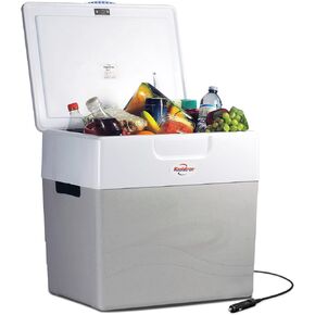 Koolatron Electric Portable Cooler Plug in 12V Car Cooler/Warmer 49 qt (52 L), No Ice Thermo Electric portable Fridge for camping, Travel Road Trips Trucking with 12 Volt DC Power Cord, Gray/White.