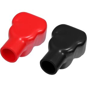 1 Pair Battery Terminal Insulation Covers, 18mm Diameter Car Battery Post Cap Universal for Motorcycle Truck Marine Durable PVC Red Black
