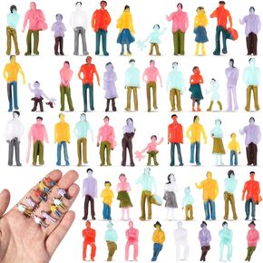 Namalu 200 Pcs Mini People Figurines 1: 100 Scale Architectural Painted Tiny People Model Sitting and Standing Plastic Miniature People Assorted Poses Model Trains for Miniature Scenes