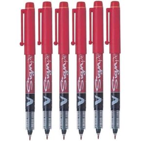 Pilot Red V Sign Pen Liquid Ink Medium 2mm Nib Tip 0.6mm Line Width V-Sign Fibre Tip Point Marker Graphics SW-VSP (Pack of 6)
