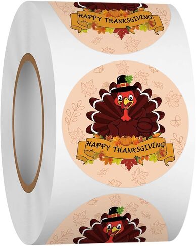 Heyfibro 500Pcs Thanksgiving Stickers, 1.5" Harvest Pumpkin Round Label Stickers for Kids, Funny Fall Sticker Roll for Sealing, Packing & Parties（Pumpkin and Maple Leaf in Kuwait
