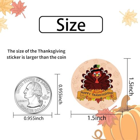 Heyfibro 500Pcs Thanksgiving Stickers, 1.5" Harvest Pumpkin Round Label Stickers for Kids, Funny Fall Sticker Roll for Sealing, Packing & Parties（Pumpkin and Maple Leaf in Kuwait