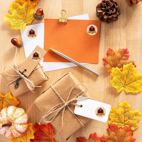 Heyfibro 500Pcs Thanksgiving Stickers, 1.5" Harvest Pumpkin Round Label Stickers for Kids, Funny Fall Sticker Roll for Sealing, Packing & Parties（Pumpkin and Maple Leaf in Kuwait