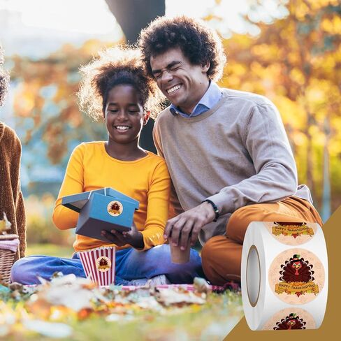 Heyfibro 500Pcs Thanksgiving Stickers, 1.5" Harvest Pumpkin Round Label Stickers for Kids, Funny Fall Sticker Roll for Sealing, Packing & Parties（Pumpkin and Maple Leaf in Kuwait