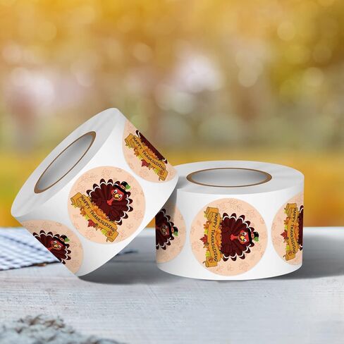 Heyfibro 500Pcs Thanksgiving Stickers, 1.5" Harvest Pumpkin Round Label Stickers for Kids, Funny Fall Sticker Roll for Sealing, Packing & Parties（Pumpkin and Maple Leaf in Kuwait