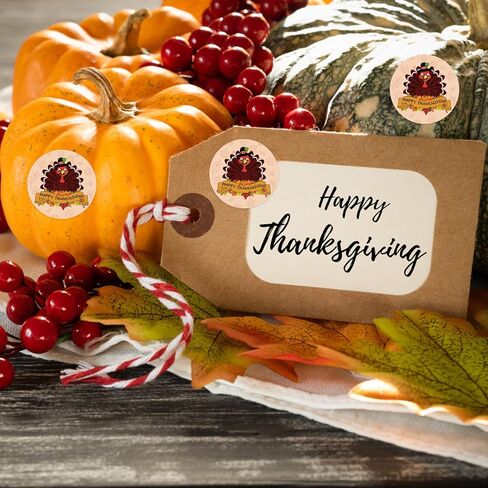 Heyfibro 500Pcs Thanksgiving Stickers, 1.5" Harvest Pumpkin Round Label Stickers for Kids, Funny Fall Sticker Roll for Sealing, Packing & Parties（Pumpkin and Maple Leaf in Kuwait