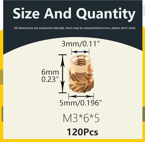 120 قطعة M2x4x3.5 إدراجات نحاسية ملولبة للبلاستيك إدراجات نحاسية طباعة ثلاثية الأبعاد صامولة مخرشة نحاسية مجموعة صامولة حرارية إدراج للطباعة ثلاثية الأبعاد للبلاستيك in Saudi Arabia