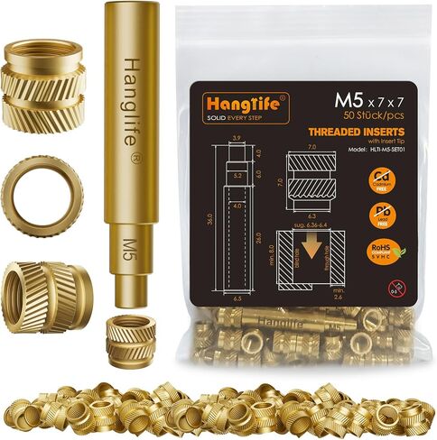 M2.5 حشوات مترابطة بالحرارة مع طرف إدراج، إدراج مجموعة الحرارة لمكونات الطباعة ثلاثية الأبعاد والأجزاء البلاستيكية مع أداة ضغط مكواة اللحام - صواميل مخرشة نحاسية مترية (100 قطعة) in Kuwait