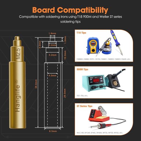 M2.5 حشوات مترابطة بالحرارة مع طرف إدراج، إدراج مجموعة الحرارة لمكونات الطباعة ثلاثية الأبعاد والأجزاء البلاستيكية مع أداة ضغط مكواة اللحام - صواميل مخرشة نحاسية مترية (100 قطعة) in Kuwait