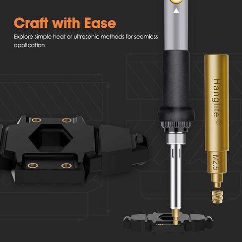 M2.5 حشوات مترابطة بالحرارة مع طرف إدراج، إدراج مجموعة الحرارة لمكونات الطباعة ثلاثية الأبعاد والأجزاء البلاستيكية مع أداة ضغط مكواة اللحام - صواميل مخرشة نحاسية مترية (100 قطعة) in Kuwait