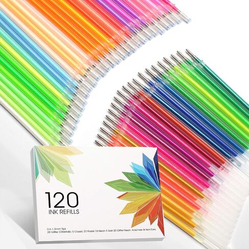 ZSCM 100 Colors Gel Pen Ink Refills, Glitter Neon Gel Ink Pens Refills Replace Cartridges for Glitter Gel Pens Set,for Kids Drawing Adult Coloring Books Journaling Women Gifts, No Repeats in Saudi Arabia