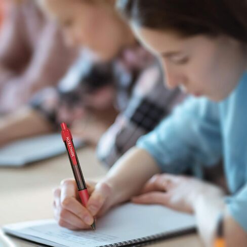 أقلام جل، 100 قلم أحمر ذو نقطة دقيقة، أقلام حبر بدون تشويه لليد اليسرى، مجموعة أقلام النقر، أقلام كرة دوارة قابلة للسحب لكتابة سلسة، 0.5 مم، حبر أحمر in Kuwait