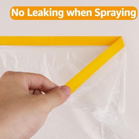 4 Rolls 8.8 x 65 Feet Plastic Sheeting Pre-Taped Masking Film Drop Cloth for Painting, Automotive Covering and Appliance Protection in Kuwait