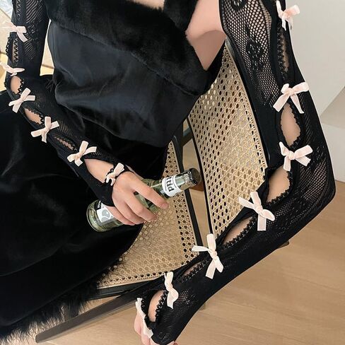 Women Kawaii Lace Bolero Y2K Sheer Mesh Shrug Lolita Bowtie Fishnet Shawl Cute Sweet Arm Sleeves Y2K Accessories in Kuwait