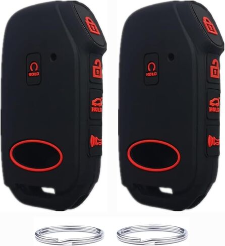 2pcs 5 Buttons Silicone Rubber Key Fob Cover Compatible with Kia 2022 2023 2024 Cadenza Forte Forte5 K5 NIRO Rio Seltos Sorento Soul Sportage Stinger Telluride (2pcs Black) in Saudi Arabia