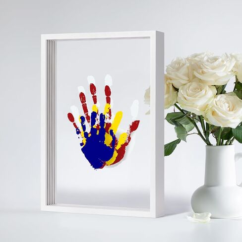 Liovsiso Clear Family Handprint Kit - Gifts for New Parents -Create Lasting DIY Crafts Keepsake Wooden Frame -Includes 5 Paint Colors - Transparent Sheets (Brown) in Saudi Arabia