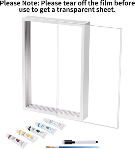 Liovsiso Clear Family Handprint Kit - Gifts for New Parents -Create Lasting DIY Crafts Keepsake Wooden Frame -Includes 5 Paint Colors - Transparent Sheets (Brown) in Saudi Arabia