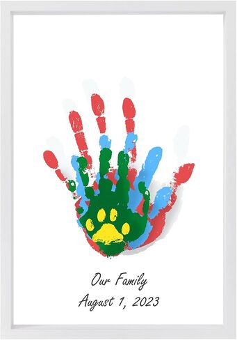 Liovsiso Clear Family Handprint Kit - Gifts for New Parents -Create Lasting DIY Crafts Keepsake Wooden Frame -Includes 5 Paint Colors - Transparent Sheets (Brown) in Saudi Arabia