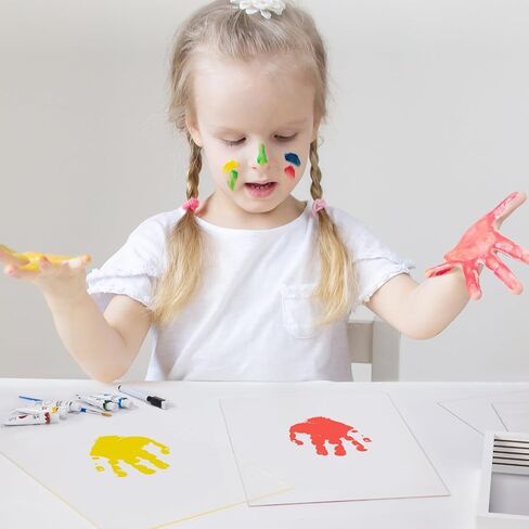 Liovsiso Clear Family Handprint Kit - Gifts for New Parents -Create Lasting DIY Crafts Keepsake Wooden Frame -Includes 5 Paint Colors - Transparent Sheets (Brown) in Saudi Arabia