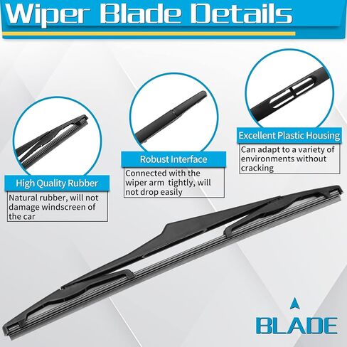 شفرة ممسحة خلفية، بديلة لسيارة جيب رانجلر 2007-2017 - استبدال مجموعة ممسحة الزجاج الأمامي الخلفية من ZOFFI - مجموعة نافذة تنظيف من المطاط الطبيعي لجميع المواسم مكونة من 2 in Kuwait