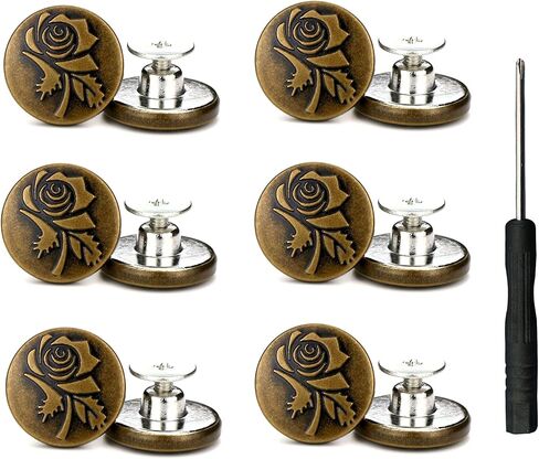 12 Sets Metal Button for Loose Jeans，17mm Replacement No-Sew Nailess Removable Jeans Buttons in Kuwait
