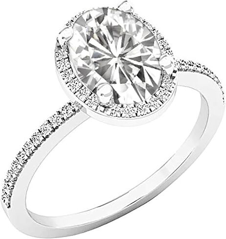 Dazzlingrock Collection 8X6 mm Oval Lab Created Gemstone & Round Diamond Ladies Bridal Halo Engagement Ring, 10K Gold in Saudi Arabia