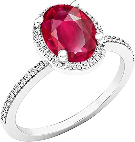 Dazzlingrock Collection 8X6 mm Oval Lab Created Gemstone & Round Diamond Ladies Bridal Halo Engagement Ring, 10K Gold in Saudi Arabia