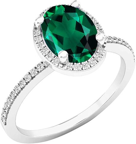 Dazzlingrock Collection 8X6 mm Oval Lab Created Gemstone & Round Diamond Ladies Bridal Halo Engagement Ring, 10K Gold in Saudi Arabia