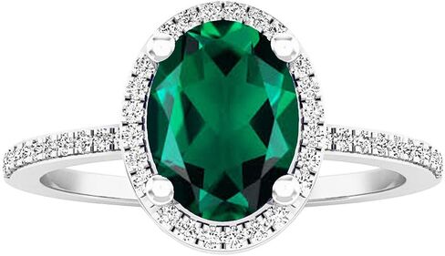 Dazzlingrock Collection 8X6 mm Oval Lab Created Gemstone & Round Diamond Ladies Bridal Halo Engagement Ring, 10K Gold in Saudi Arabia