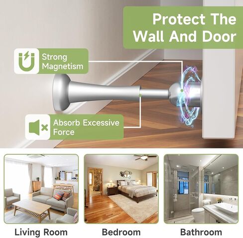 توقف باب مغناطيسي قوي، سدادات باب من الألومنيوم للجدار، حامل باب بتقنية امتصاص الصدمات الزنبركية لإبقاء الباب مفتوحًا، سدادة باب سوداء غير لامعة، مقاومة للصدأ in Kuwait